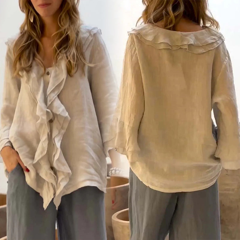 ARIANNA | Elegante Blouse met Zachte Volants en Vloeiende Pasvorm voor Elke Dag
