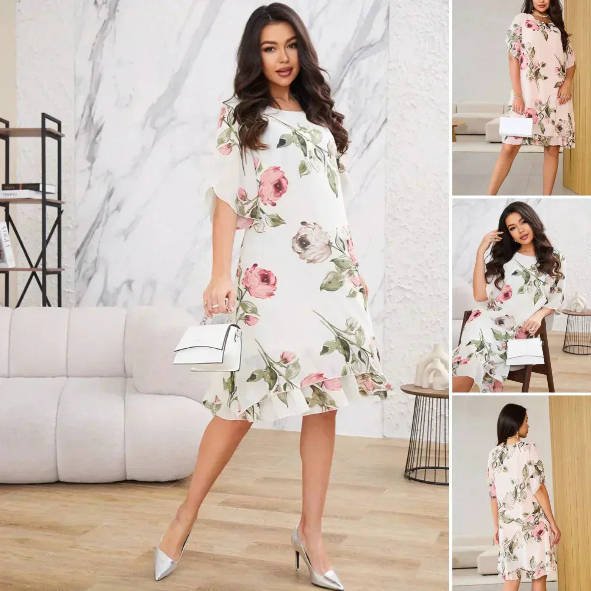 EVELINA | Lichte Bloemenjurk voor Zomercomfort en Veelzijdige Elegantie