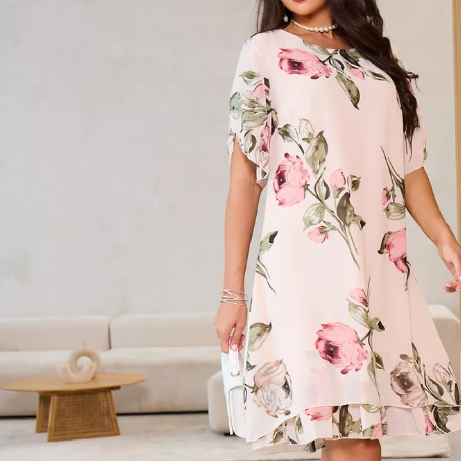 EVELINA | Lichte Bloemenjurk voor Zomercomfort en Veelzijdige Elegantie