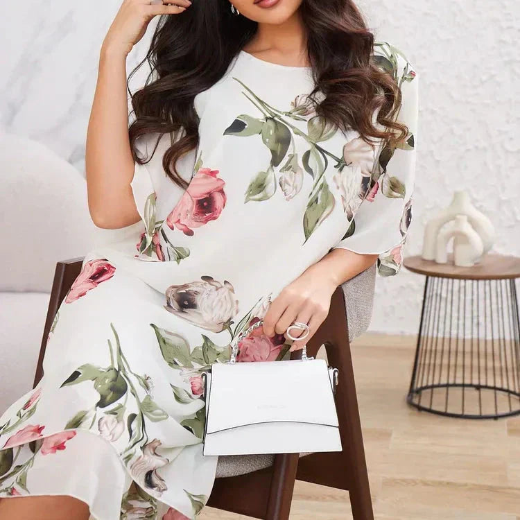 EVELINA | Lichte Bloemenjurk voor Zomercomfort en Veelzijdige Elegantie