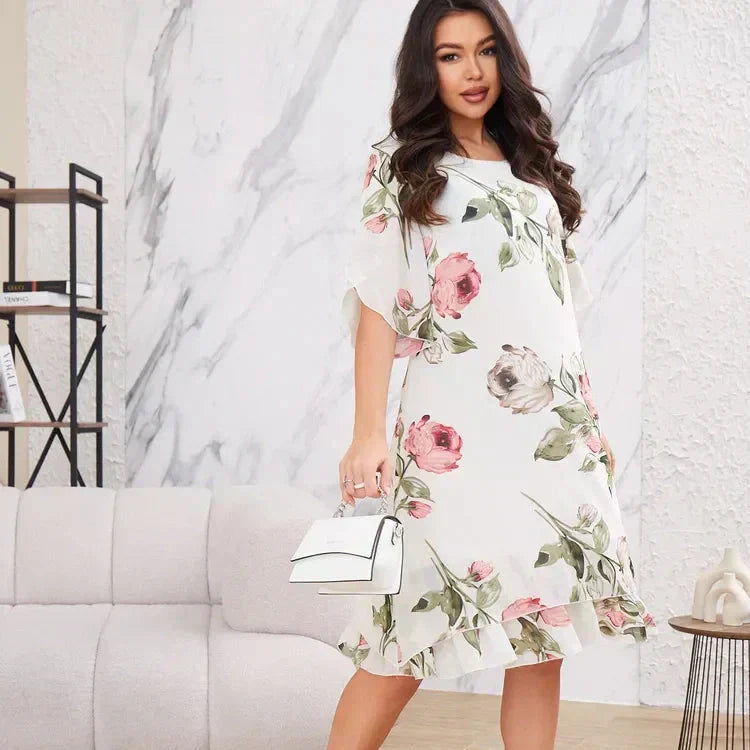 EVELINA | Lichte Bloemenjurk voor Zomercomfort en Veelzijdige Elegantie
