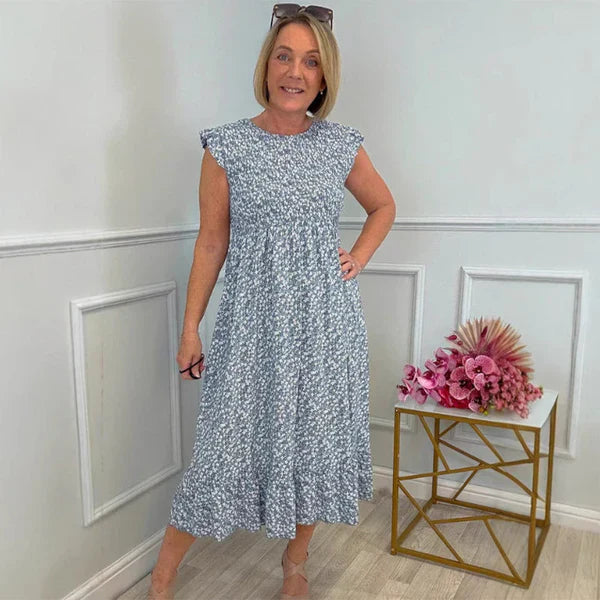 MILENA | Midi Zomerjurk met Bloemenprint en Comfortabele Elegantie voor Elke Dag