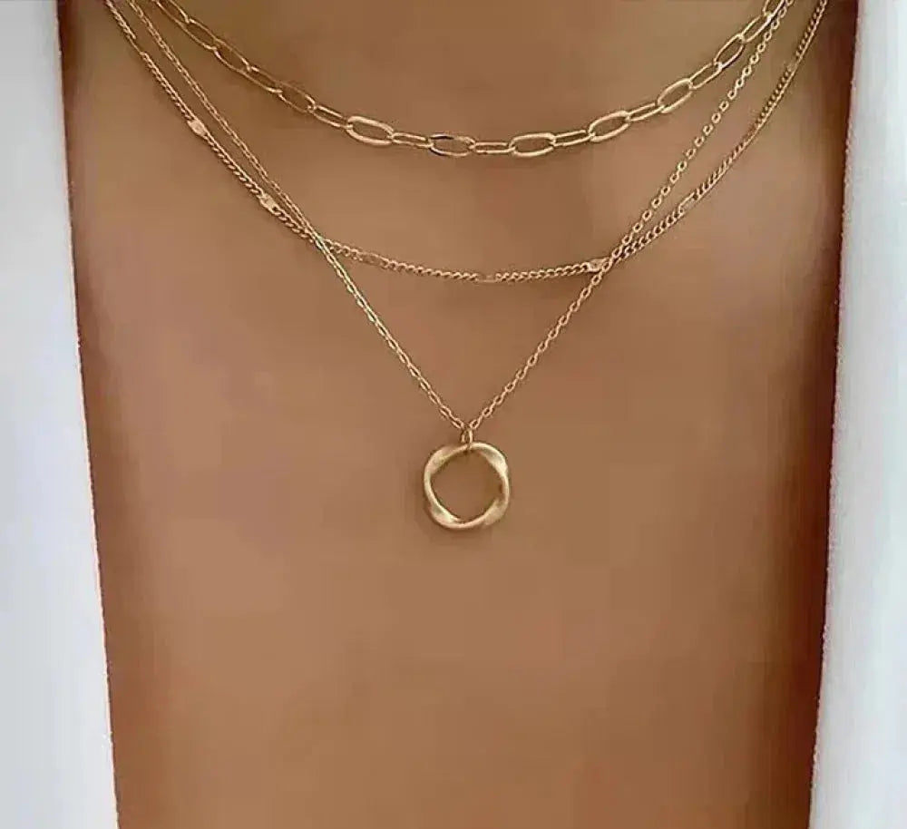 Klassieke gelaagde gouden ketting met hanger