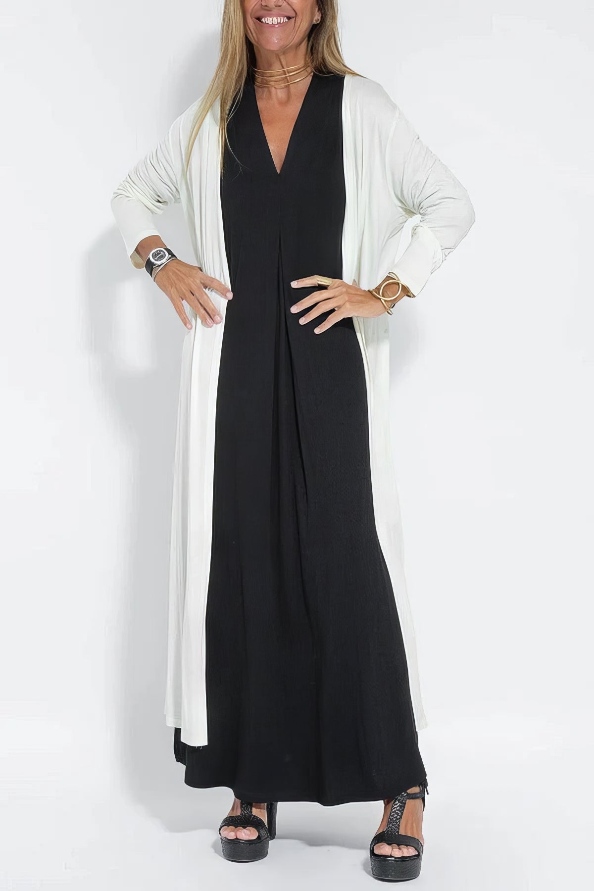 ELISE | Elegante Lange Jurk met Bijpassende Cardigan Gratis