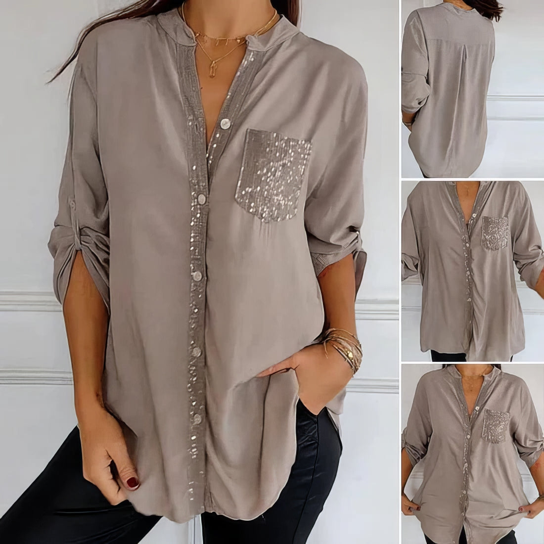 LUCIE | Top Patchwork met Pailletten, Stralend en Elegant
