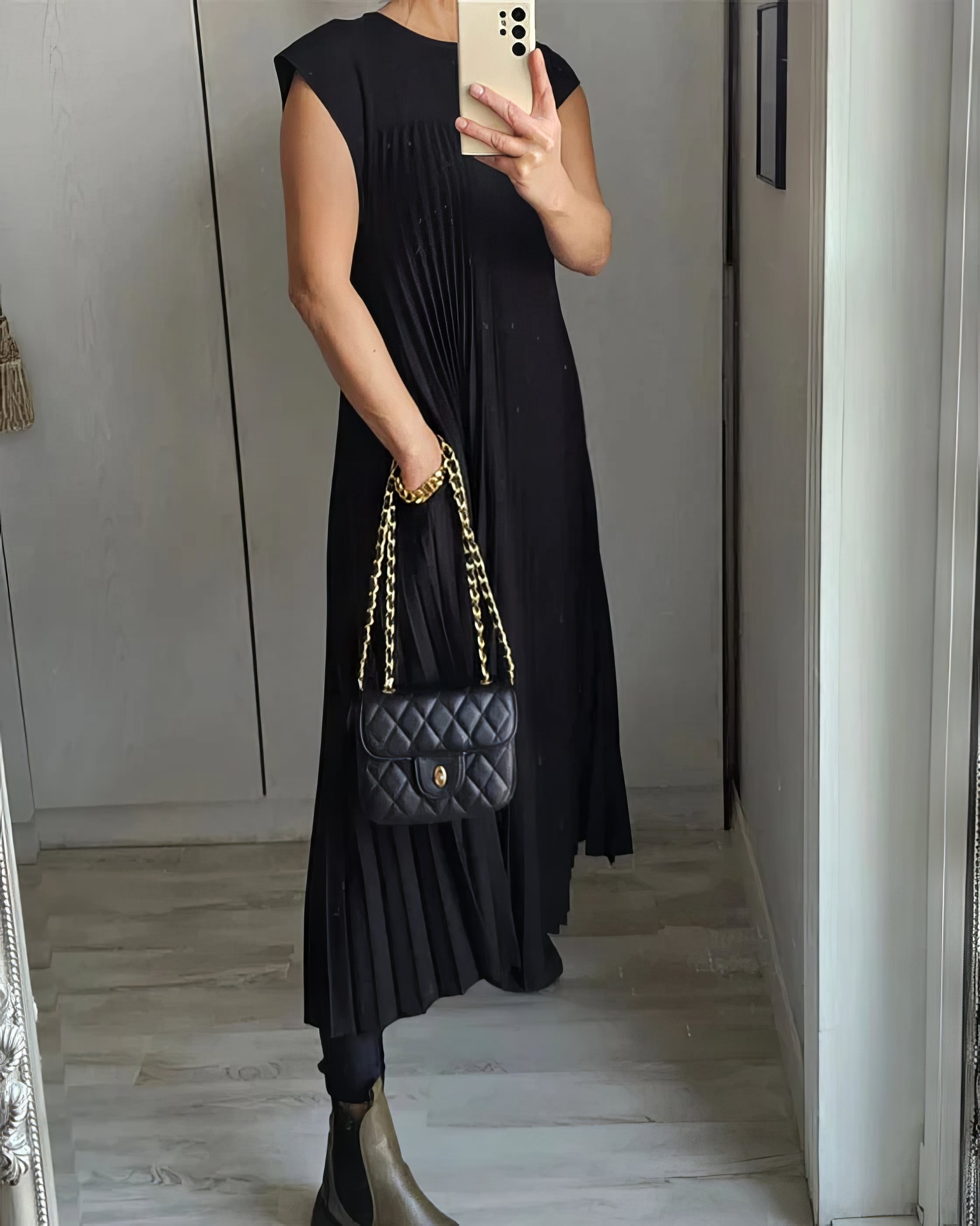 ELEONORA | Plissé Jurk Zonder Mouwen, Elegant en Tijdloos